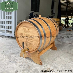 Thùng Rượu Gỗ Sồi 200 lít Vòi Crom