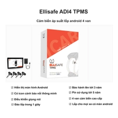 Cảm Biến Áp Suất Lốp Ellisafe ADI4 Tích Hợp Màn Hình Android