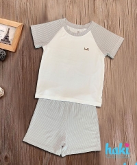 Bộ cộc tay raglan, phối màu 3-6M