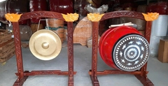 Bộ Trống _ Chiêng Đình Làng Gỗ Tự Nhiên / Sơn đỏ theo yêu cầu