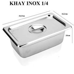 Khay inox đựng topping cao 10cm - KHAY 1/4 (2.5L)