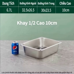 Khay inox 1/2 cao 10cm