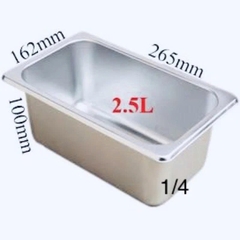 Khay inox đựng topping cao 10cm - KHAY 1/4 (2.5L)