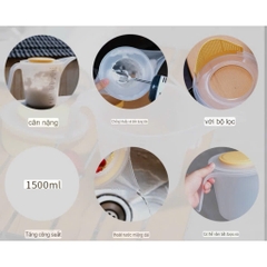 Ca nhựa đánh trứng và kem có nắp 1,5L