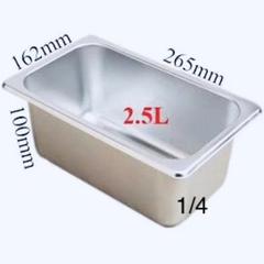 Khay inox đựng topping cao 10cm - KHAY 1/4 (2.5L)