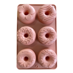 Khuôn silicon 6 Donut họa tiết và hoa làm thạch