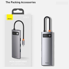 Hub chuyển đa năng Baseus Metal Gleam Series Multifunctional Docking Station cho Macbook/ Laptop/ Smartphone/ Tablet/ iPad (Type-C to HDMI/ DP/ VGA/ USB3.1/ USB3.0/ LAN / SD Card Reader/ Type C PD 100W, Multifunctional HUB)