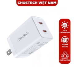 Củ sạc nhanh 2 cổng USB-C GaN 45W Choetech PD3010 – Hàng chính hãng