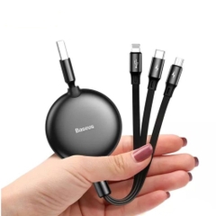Cáp sạc BASEUS CAMLT-ZY 1.2M 3 in 1 Little Octopus dây rút, Lightning & Micro & Type-C
