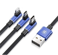 Cáp sạc và truyền dữ liệu tốc độ cao Baseus MVP tích hợp 3 đầu kết nối Type C, Android và Lightning (Đầu L góc 90 độ thiết kế dành cho Game Thủ)