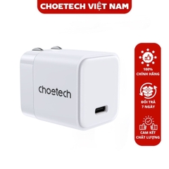 Củ sạc nhanh GaN 30W 1 cổng USB C Choetech PD3007 (Hàng chính hãng)
