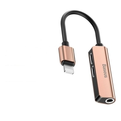 Bộ Jack L52 chuyển đổi cổng Lightning sang Dual Lightning + Audio AUX 3.5mm Baseus L52 Audio Adapter 3 in 1 IP male to dual IP and 3.5mm female adapter