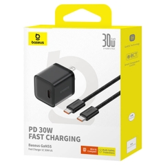 Bộ Sạc Nhanh 30W Baseus GaN5S 1C (Kèm Cáp C to C 100W Dynamic 3 Series)