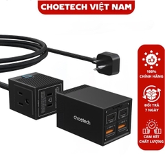 Bộ sạc nhanh GaN Pro 65w Choetech PD8054 kèm dây AC nối dài 1.5m (Hàng chính hãng)