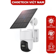 Camera an ninh năng lượng mặt trời Choetech ASC005 kết nối WiFi 4G điều khiển từ xa qua điện thoại Android hoặc iOS (Hàng chính hãng)