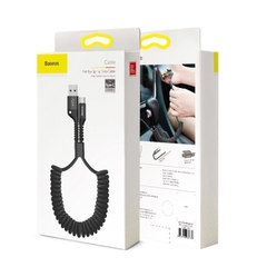 Cáp sạc dây xoắn lò xo đàn hồi USB to TYPE C Baseus Fish Eye Spring Data (2A, 1M, 480Mbps, Quick charge 3.0, Nylon Carbon Spring Cable )- CATSR