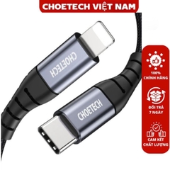 Cáp sạc nhanh Type C to Lightning Choetech IP00 Series đạt chuẩn MFI (Hàng chính hãng)