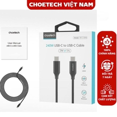 Cáp sạc nhanh Type C to Type C 240w Choetech XCC-10 Series (Hàng chính hãng)