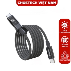Cáp sạc nhanh và truyền dữ liệu Type C to Type C 60w Choetech XCC-1068 có màn hình hiển thị thông số (Hàng chính hãng)