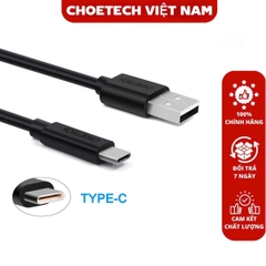 Cáp sạc nhanh và truyền dữ liệu USB to Type C 3A Choetech AC000 Series ( Hàng chính hãng)