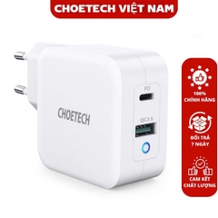 Củ sạc nhanh GAN 65W Choetech PD8002 (USB A+ PD) – Hàng chính hãng