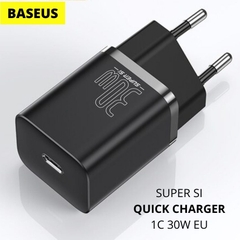 Củ sạc nhanh Baseus Super Si Quick Charger 30W dùng cho iPhone/ Samsung/ OPPO (30W, Type C, PD/ QC3.0 Quick charger)