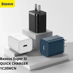 Củ, cốc sạc nhanh, chính hãng CCSUP-A02 Baseus Super Si Quick Charger 1C 20w pd qc3.0, nhỏ gọn, có thể gập dùng cho iPhone 13 pro max, 13 pro max, iphone 11 pro max, xs max