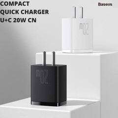 Củ sạc nhanh CCXJ-01 Baseus 20W Compact Quick Charger U+C 20W sạc nhạnh, nhỏ gọn, sài bền cho iphone 12 pro max, 13 pro max