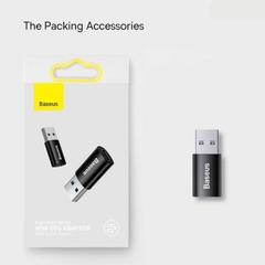 Đầu chuyển USB sang Type C tốc độ cao Baseus Ingenuity Series Mini OTG Gen2 (USB-A 3.1 Full Size to Type C, 10Gbps High speed OTG, PD Fast charge Support)
