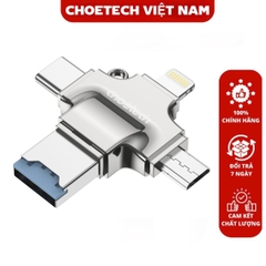 Đầu đọc thẻ nhớ 4 in 1 Choetech CR-002 tốc độ cao với nhiều cổng kết nối đa năng (Hàng chính hãng)