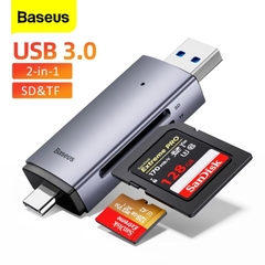 Đầu Đọc Thẻ Nhớ Đa Năng Tốc Độ Cao WKQX060113 Baseus Lite Series USB-A & Type-C to SD/TF Card Reader Cho điện thoại, laptop, máy tính