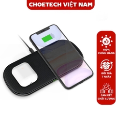 Đế sạc không dây 2 in 1 Choetech T535 công suất 10w dùng cho điện thoại và tai nghe (Hàng chính hãng)