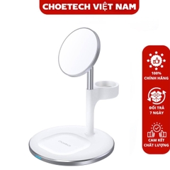 Đế sạc không dây Magsafe 3 in 1 Choetech T586 dùng cho Iphone, Airpods và tích hợp chân đỡ dây sạc cho Apple Watch (Hàng chính hãng)