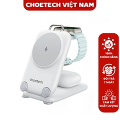 Đế sạc không dây từ tính 3 in 1 gấp gọn Choetech T816-F công suất 15W tiện lợi khi đi du lịch (Hàng chính hãng)