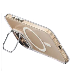 Ốp lưng trong suốt Baseus Crystal Magnetic Case with Camera Ring Stand cho iPhone (Chống sốc, hỗ trợ sạc MagSafe, chân đế gập tiện lợi)