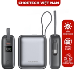 Pin dự phòng sạc nhanh 35W Choetech B832 tích hợp cáp sạc Type C dung lượng 10.000mAh (Hàng chính hãng)