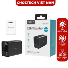 Pin dự phòng sạc nhanh công suất cao 222.5W Choetech B635 dung lượng 27000mAh có màn hình LED hiển thị phần trăm pin (Hàng chính hãng)