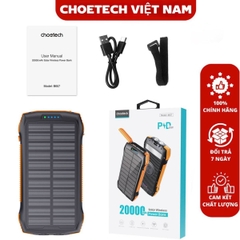 Pin Sạc Dự Phòng Năng Lượng Mặt Trời Tích Hợp Sạc không Dây công suất 20W Choetech B657 dung lượng 20.000mAh (Hàng chính hãng)