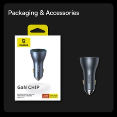 Tẩu sạc nhanh ô tô Baseus Golden Contactor Pro GaN Fast Charging Car Charger U+2C 65W C00035202841-00