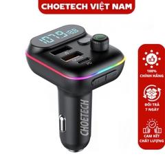 Tẩu sạc ô tô Choetech TC0050 tích hợp Bluetooth phát FM sạc nhanh 36W (Hàng chính hãng)