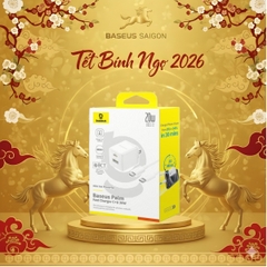 Bộ sạc nhanh nhỏ gọn 2 cổng Baseus Palm U + C 20W (Kèm cáp C to C 60w dài 1M)