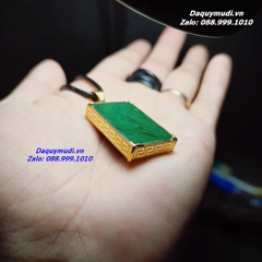 Mặt Dây Chuyền Ngọc Bích Xanh Bọc Vàng Cao Cấp