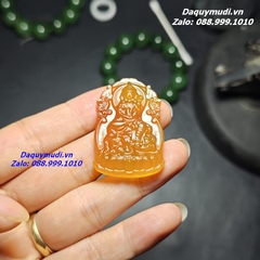 MẶT DÂY CHUYỀN PHỔ HIỀN BỒ TÁT ĐÁ MÃ NÃO VÀNG CAM TỰ NHIÊN