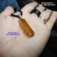DÂY CHUYỀN VÔ SỰ BÀI ĐÁ MÃ NÃO VÀNG CAM TỰ NHIÊN - BỌC VÀNG 10K