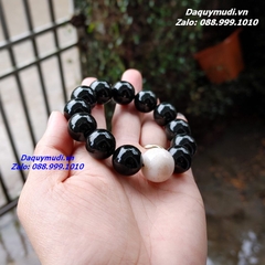 VÒNG TAY NGỌC BÍCH ĐEN TỰ NHIÊN 16MM