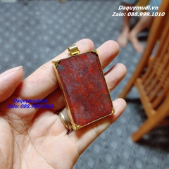 MẶT DÂY CHUYỀN ĐÁ NGỌC BÍCH ĐỎ BỌC ĐỒNG VÀNG