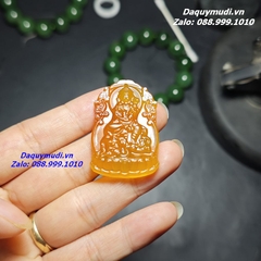 MẶT DÂY CHUYỀN PHỔ HIỀN BỒ TÁT ĐÁ MÃ NÃO VÀNG CAM TỰ NHIÊN