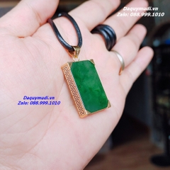 Mặt Dây Chuyền Ngọc Bích Xanh Bọc Vàng Cao Cấp
