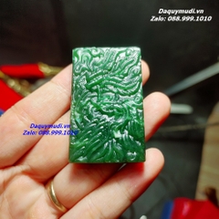 Mặt Dây Chuyền Rồng Phượng Ngọc Bích Xanh