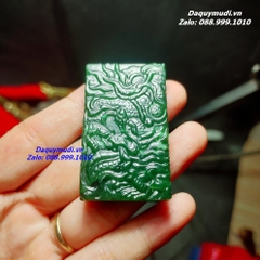 Mặt Dây Chuyền Rồng Phượng Ngọc Bích Xanh